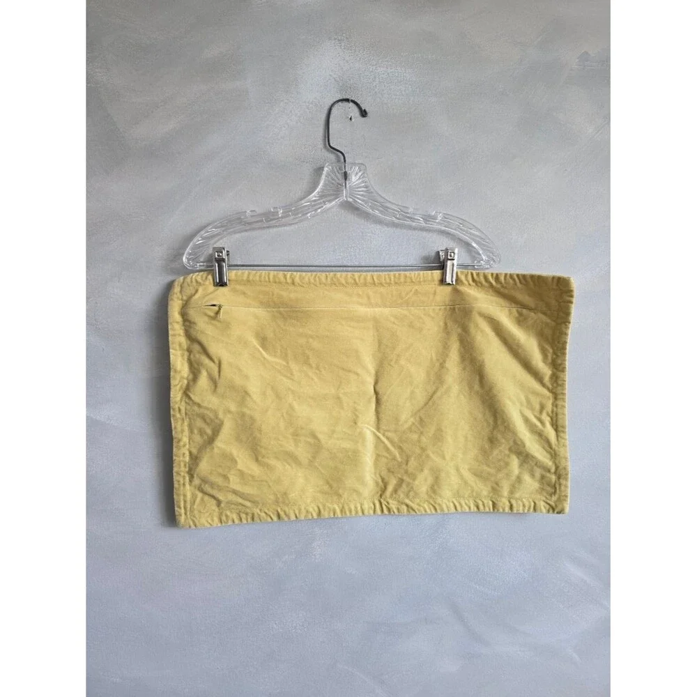West Elm Yellow Green Velvet Studded Pillow Cover Lumbar 12x21